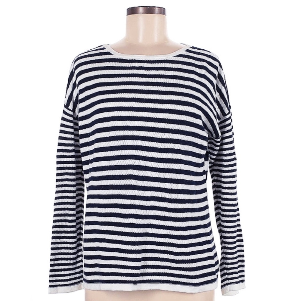 J. Jill Coastal Stripped Cotton Knit Top